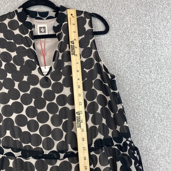 Anne Klein sleeveless maxi dress polka dots chiffon texture cinch waist S - Picture 8 of 14